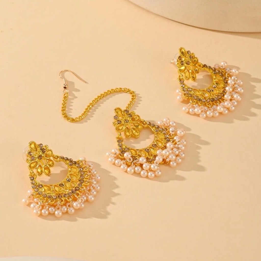 Indian 2 Pc Earrings With Tikka Set